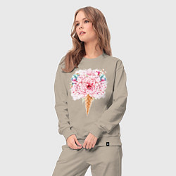 Костюм хлопковый женский Flowers ice cream, цвет: миндальный — фото 2