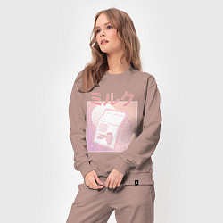 Костюм хлопковый женский Vaporwave Strawberry Milk, цвет: пыльно-розовый — фото 2