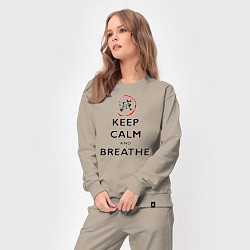 Костюм хлопковый женский KEEP CALM and BREATHE, цвет: миндальный — фото 2