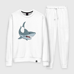 Костюм хлопковый женский Агрессивная акула, цвет: белый