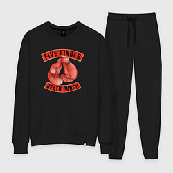 Костюм хлопковый женский 5FDP boxing gloves, цвет: черный