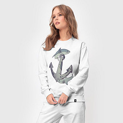 Костюм хлопковый женский Sharks around the anchor, цвет: белый — фото 2
