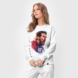 Костюм хлопковый женский Lionel Messi Barcelona Argentina Football, цвет: белый — фото 2