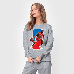 Костюм хлопковый женский NBA - Jordan, цвет: меланж — фото 2