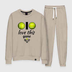 Костюм хлопковый женский Я люблю теннис, цвет: миндальный
