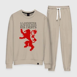 Костюм хлопковый женский Logo and quotes Lannister, цвет: миндальный