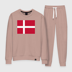 Костюм хлопковый женский Дания Флаг Дании, цвет: пыльно-розовый