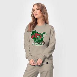 Костюм хлопковый женский Milwaukee Bucks, цвет: миндальный — фото 2