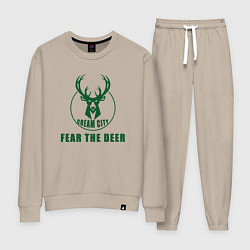 Костюм хлопковый женский Fear The Deer, цвет: миндальный