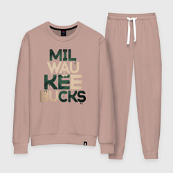 Костюм хлопковый женский Milwaukee Bucks, цвет: пыльно-розовый