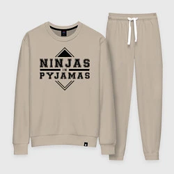 Костюм хлопковый женский Ninjas In Pyjamas, цвет: миндальный