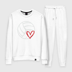 Костюм хлопковый женский Love Volleyball, цвет: белый
