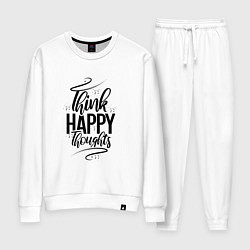 Костюм хлопковый женский Think happy thoughts, цвет: белый