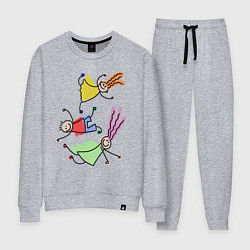 Костюм хлопковый женский Веселые человечки, цвет: меланж