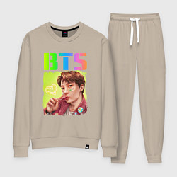Костюм хлопковый женский BTS БТС Z, цвет: миндальный