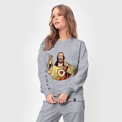 Костюм хлопковый женский Dogma - smile Jesus like, цвет: меланж — фото 2