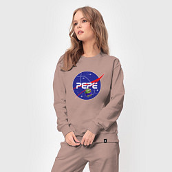 Костюм хлопковый женский Pepe Pepe space Nasa, цвет: пыльно-розовый — фото 2