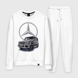 Костюм хлопковый женский Mercedes Gelendwagen G63 AMG G-class G400d, цвет: белый