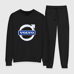 Костюм хлопковый женский Volvo, логотип, цвет: черный
