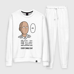 Костюм хлопковый женский Список тренировки Сайтама One Punch-Man, цвет: белый