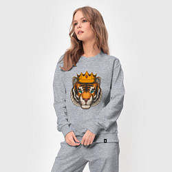Костюм хлопковый женский Тигр в короне Tiger in the crown, цвет: меланж — фото 2