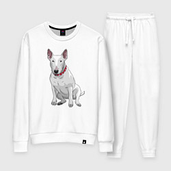 Костюм хлопковый женский Бойцовый бесстрашный бультерьер, цвет: белый
