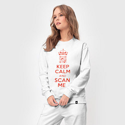 Костюм хлопковый женский Keep calm and scan me - fuck off, цвет: белый — фото 2