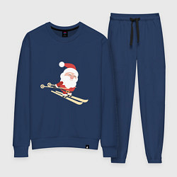 Костюм хлопковый женский Дед Мороз на лыжах, цвет: тёмно-синий