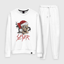 Костюм хлопковый женский SLAYER SKULL SANTA NEW YEAR, цвет: белый