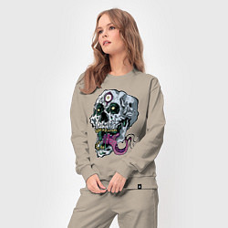 Костюм хлопковый женский Art skull 2022, цвет: миндальный — фото 2