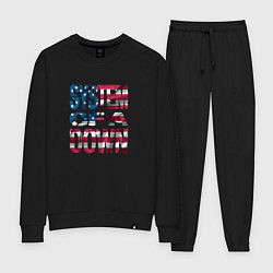 Костюм хлопковый женский System of a Down Флаг США, цвет: черный