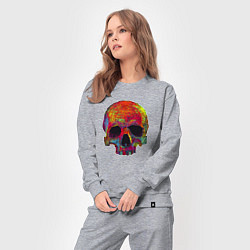 Костюм хлопковый женский Cool color skull, цвет: меланж — фото 2