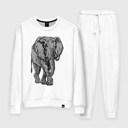 Костюм хлопковый женский Огромный могучий слон, цвет: белый