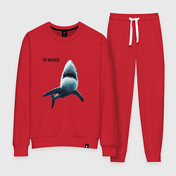 Костюм хлопковый женский Акула - топ менеджер, цвет: красный