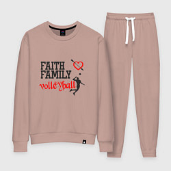 Костюм хлопковый женский Faith Family Volleyball, цвет: пыльно-розовый