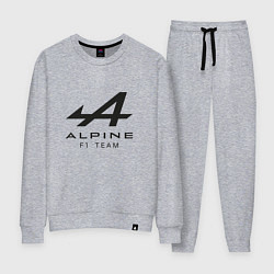 Костюм хлопковый женский Alpine F1 team Black Logo, цвет: меланж