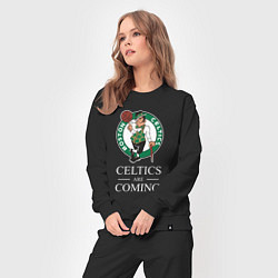 Костюм хлопковый женский Boston Celtics are coming Бостон Селтикс, цвет: черный — фото 2