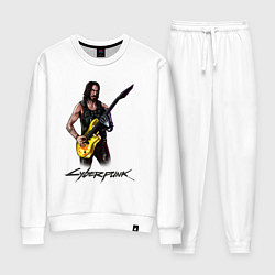 Костюм хлопковый женский Cyberpunk 2077 Johnny гитарист, цвет: белый