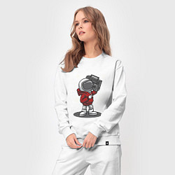 Костюм хлопковый женский Космонавт с магнитофоном, цвет: белый — фото 2