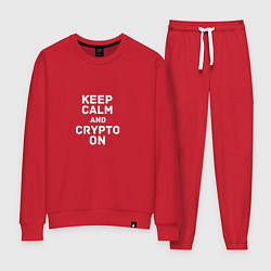 Костюм хлопковый женский Keep Calm and Crypto On, цвет: красный
