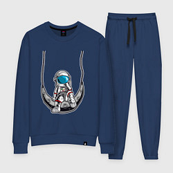 Костюм хлопковый женский Космонавт на луне, цвет: тёмно-синий