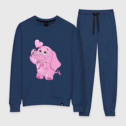 Костюм хлопковый женский Розовый слонёнок, цвет: тёмно-синий
