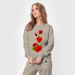 Костюм хлопковый женский Прекрасная Алёна Букет роз, цвет: миндальный — фото 2