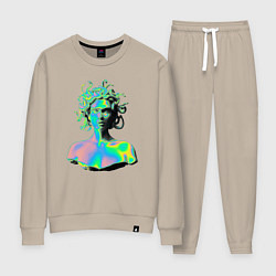 Костюм хлопковый женский Gorgon Medusa Vaporwave Neon, цвет: миндальный
