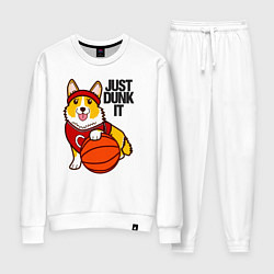 Костюм хлопковый женский JUST DUNK IT корги, цвет: белый