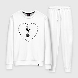 Костюм хлопковый женский Лого Tottenham в сердечке, цвет: белый