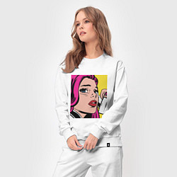 Костюм хлопковый женский Девушка в стиле ПОП Арт Girl Pop Art, цвет: белый — фото 2