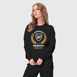 Костюм хлопковый женский Лого Arsenal и надпись Legendary Football Club, цвет: черный — фото 2
