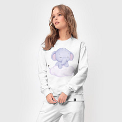 Костюм хлопковый женский Милый Слонёнок Стоит На Облаке, цвет: белый — фото 2