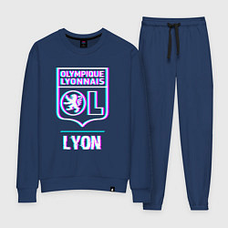 Костюм хлопковый женский Lyon FC в стиле Glitch, цвет: тёмно-синий